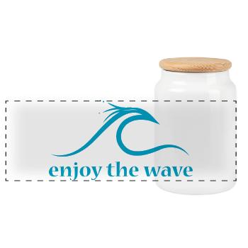 vague vague vague icône surf Icône logo - Boîte à biscuits avec couvercle en bois - blanc - Devant