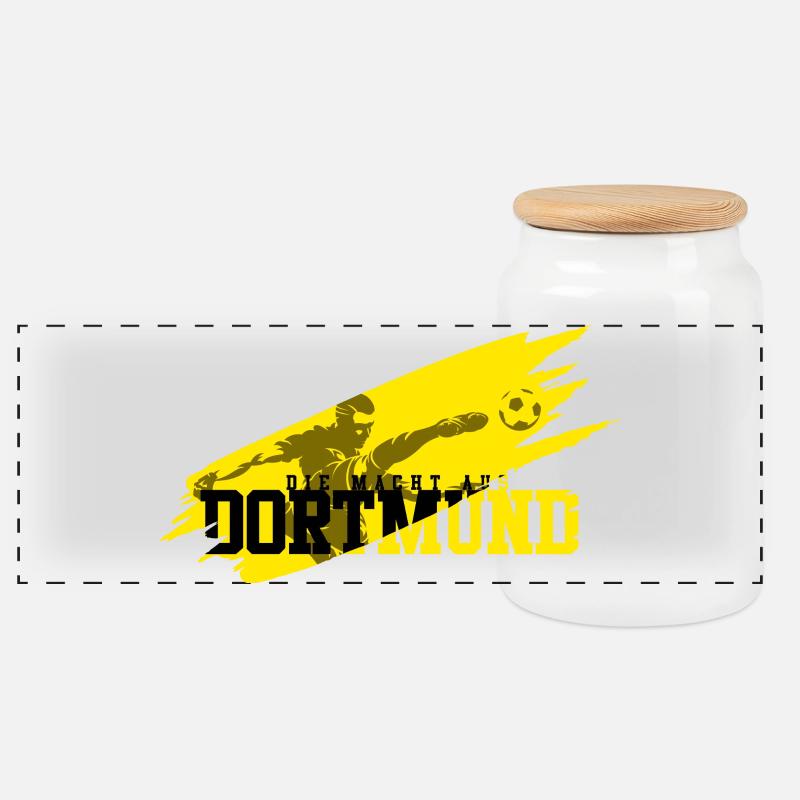 Fussball Dortmund - Panorama Keksdose mit Holzdeckel - Weiß