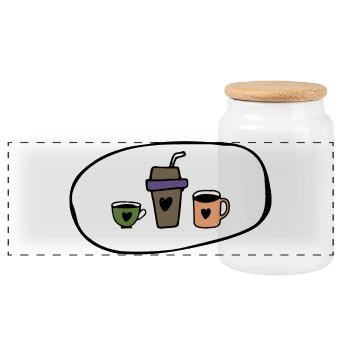 Profitez du café - Boîte à biscuits avec couvercle en bois - blanc - Devant