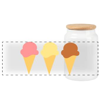 crème glacée crème glacée fraise glace vanille crème glacée chocolat glace - Boîte à biscuits avec couvercle en bois - blanc - Devant