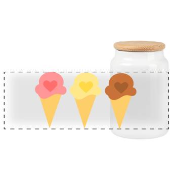 Eis Herz Eiscreme Erdbeereis Eisdiele Geschenk - Panorama Keksdose mit Holzdeckel - Weiß - Vorne