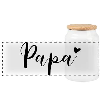 Papa Herz Vatertagsgeschenk - Panorama Keksdose mit Holzdeckel - Weiß - Vorne