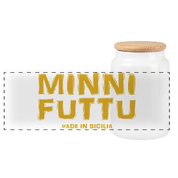 Sicile t-shirt minni futtu t-shirt sicilien - Boîte à biscuits avec couvercle en bois - blanc - Devant