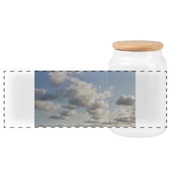 Sky Soft Clouds - Panoramic Cookie Jar with Wooden Lid - white - Front