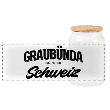 Graubünden Schweiz Vintage Design - Panorama Keksdose mit Holzdeckel - Weiß - Vorne