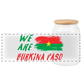 Wir sind Burkina Faso - Panorama Keksdose mit Holzdeckel - Weiß - Vorne
