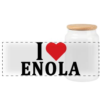 T-Shirt Ich liebe Enola T-Shirt Geschenkidee - Panorama Keksdose mit Holzdeckel - Weiß - Vorne