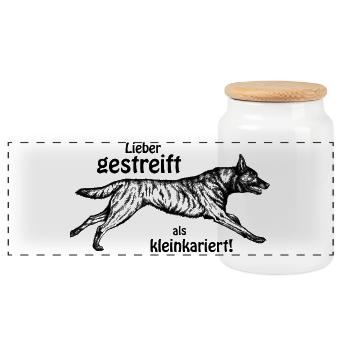 Lieber gestreift als kleinkariert - schwarz - Panorama Keksdose mit Holzdeckel - Weiß - Vorne