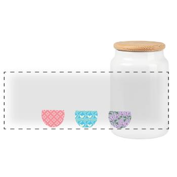 Easter, Cute Easter Bunnies Easter Eggs Drawing - Panoramic Cookie Jar with Wooden Lid - white - Front