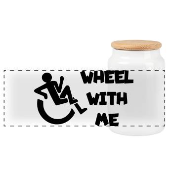 Rouler avec moi dans mon fauteuil roulant * - Boîte à biscuits avec couvercle en bois - blanc - Devant