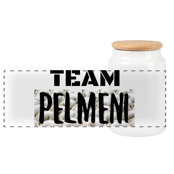 Team Pelmeni Mannschaft JGA Geschenk - Panorama Keksdose mit Holzdeckel - Weiß - Vorne