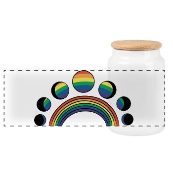 LGBT Mondphasen Monde Regenbogen - Panorama Keksdose mit Holzdeckel - Weiß - Vorne