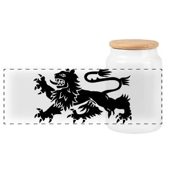 Lion - Boîte à biscuits avec couvercle en bois - blanc - Devant