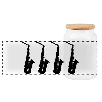 Saxophone - Boîte à biscuits avec couvercle en bois - blanc - Devant