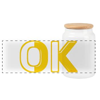 OK OK lettres de grille rétro O.K. 70s vintage - Boîte à biscuits avec couvercle en bois - blanc - Devant