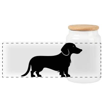 Dachshund Dackel - Panorama Keksdose mit Holzdeckel - Weiß - Vorne