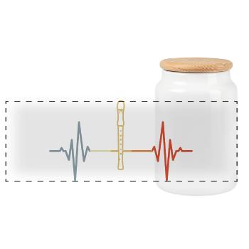 Flute Heartbeat Retro - Panoramic Cookie Jar with Wooden Lid - white - Front