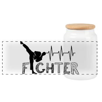Pulse Kick Martial Arts Karate Kickboxing Symbol Team - Panoramic Cookie Jar with Wooden Lid - white - Front