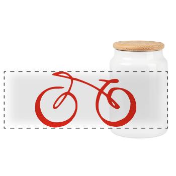 Red Minimalist Bike - Panoramic Cookie Jar with Wooden Lid - white - Front