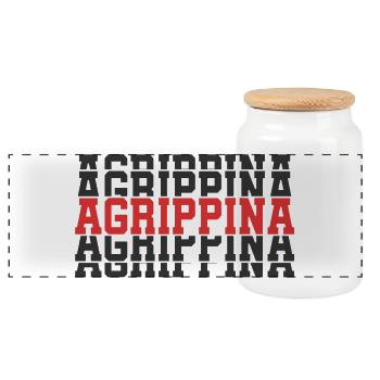 Agrippina t-shirt stacked text gift t-shirt - Panoramic Cookie Jar with Wooden Lid - white - Front