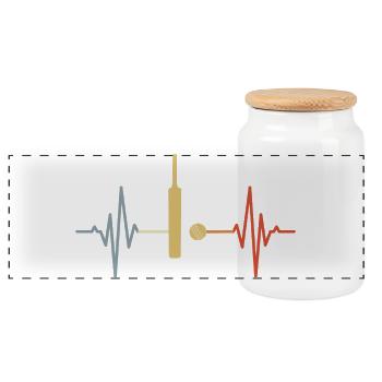 Cricket Palpitations ECG - Panoramic Cookie Jar with Wooden Lid - white - Front