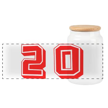 20. 20 ANS. 20e ANNIVERSAIRE. ANNIVERSAIRE 20 ANS. - Boîte à biscuits avec couvercle en bois - blanc - Devant