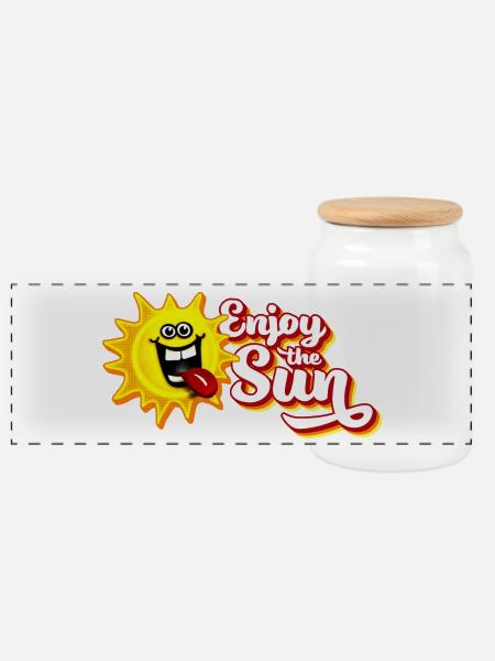 Enjoy the sun / Summer feeling / Retro-Look - Panorama Keksdose mit Holzdeckel - Weiß