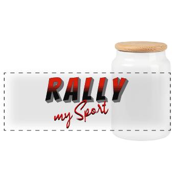 Rallye my Sport noir rouge - Boîte à biscuits avec couvercle en bois - blanc - Devant
