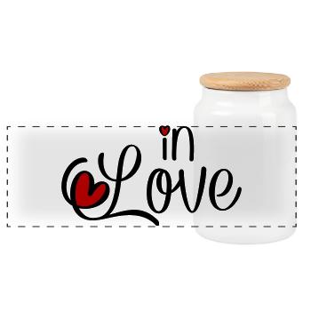 In love - Panoramic Cookie Jar with Wooden Lid - white - Front