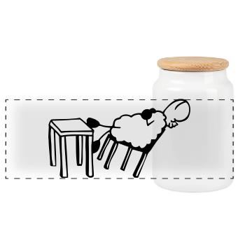 Moutons endormis - Boîte à biscuits avec couvercle en bois - blanc - Devant
