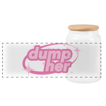 Dump Her – Y2K Statement - Panoramic Cookie Jar with Wooden Lid - white - Front