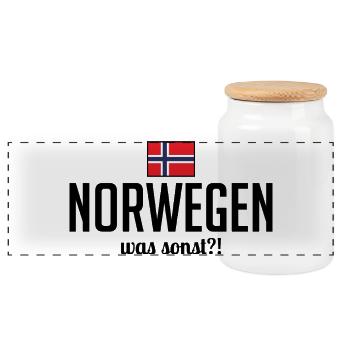 Norwegen was sonst Spruch Skandinavien Urlaub - Panorama Keksdose mit Holzdeckel - Weiß - Vorne