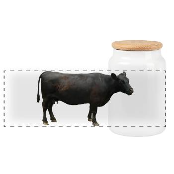 Beef black - Panoramic Cookie Jar with Wooden Lid - white - Front