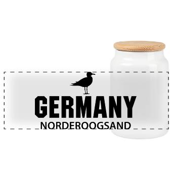 Norderoogsand GERMANY - Panoramic Cookie Jar with Wooden Lid - white - Front