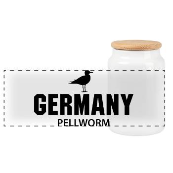 Pellworm GERMANY - Panoramic Cookie Jar with Wooden Lid - white - Front