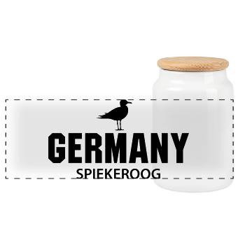 Spiekeroog GERMANY - Panoramic Cookie Jar with Wooden Lid - white - Front