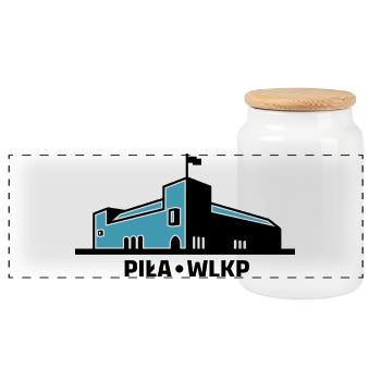 La ville de Piła Wielkopolski et l’école de police - Boîte à biscuits avec couvercle en bois - blanc - Devant