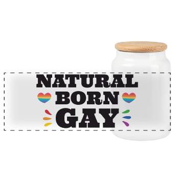Mois de la fierté LGBTQ - Gay né - Boîte à biscuits avec couvercle en bois - blanc - Devant