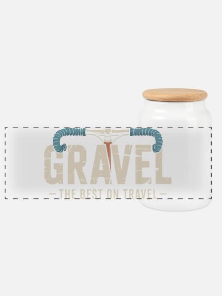 Gravel Bike - Das Beste auf Reisen - Panorama Keksdose mit Holzdeckel - Weiß
