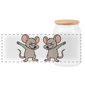 Dabbing de souris-2 - Boîte à biscuits avec couvercle en bois - blanc - Devant