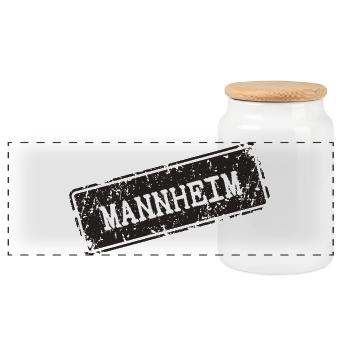 Mannheim City Logo Design - Panoramic Cookie Jar with Wooden Lid - white - Front