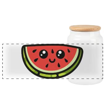 Niedlich, wassermelone, scheibe, karikatur - Panorama Keksdose mit Holzdeckel - Weiß - Vorne