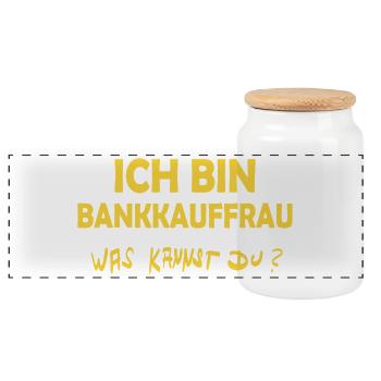 Gift for bank clerk - Panoramic Cookie Jar with Wooden Lid - white - Front