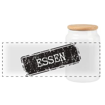 Essen Küchenmotif mit rustikaler Note - Panorama Keksdose mit Holzdeckel - Weiß - Vorne