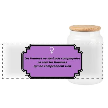 Message of feminism and female freedom - Panoramic Cookie Jar with Wooden Lid - white - Front