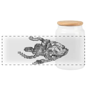 Futuristische Geometrische Fisch-Skulptur - Panorama Keksdose mit Holzdeckel - Weiß - Vorne