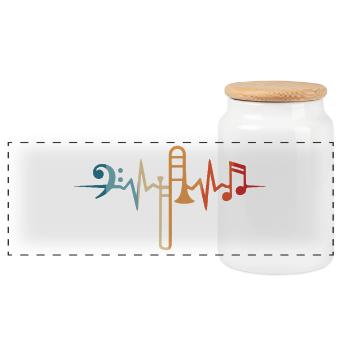 trombone battement de cœur tromboniste fanfare musique musicien - Boîte à biscuits avec couvercle en bois - blanc - Devant