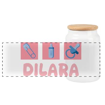 Pacifier Dilara - Panoramic Cookie Jar with Wooden Lid - white - Front