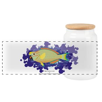 Papageienfisch / Hybride - Panorama Keksdose mit Holzdeckel - Weiß - Vorne