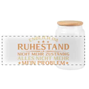 Ruhestand nicht mehr zuständig - Rente Geschenk - Panorama Keksdose mit Holzdeckel - Weiß - Vorne